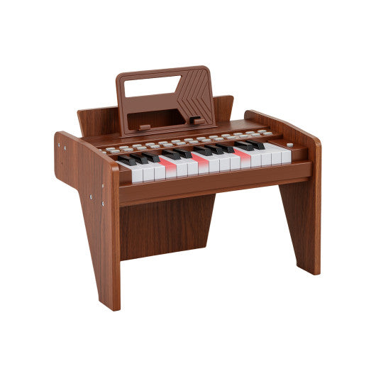 25 Keys Kids Piano Keyboard with Adjustable Speed and Volume-Brown