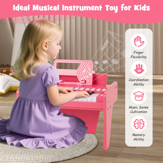 25 Keys Kids Piano Keyboard with Adjustable Speed and Volume-Pink