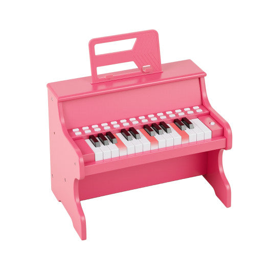 25 Keys Kids Piano Keyboard with Adjustable Speed and Teaching Mode-Pink