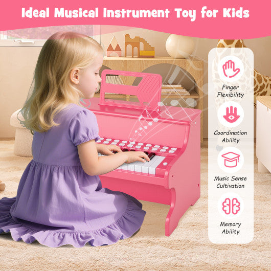 25 Keys Kids Piano Keyboard with Adjustable Speed and Teaching Mode-Pink