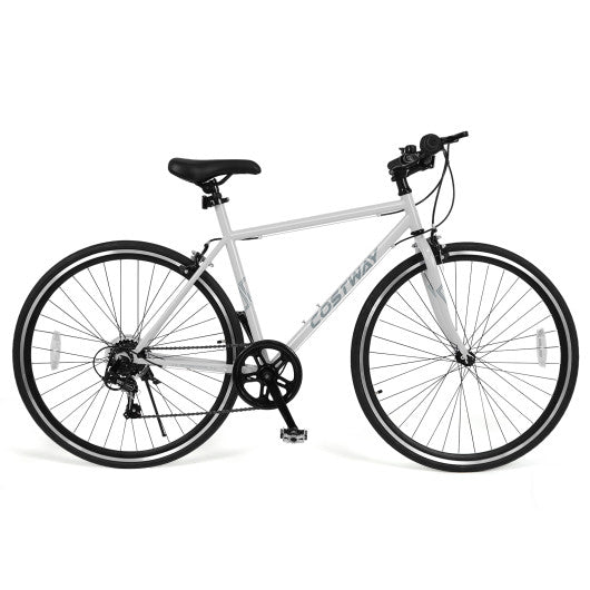 26 Inch Mountain Bike Adjustable with 6-Speed and All-terrain Rubber Wheels-Gray