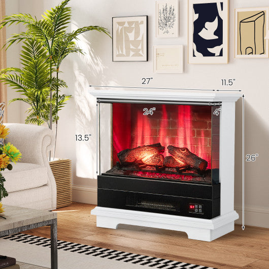 27 Inch Freestanding Fireplace with Remote Control-White