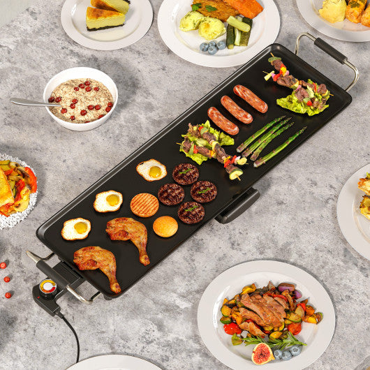27 Inch Large Electric Griddle Nonstick BBQ Grill with Adjustable Temperature-S