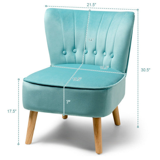 Armless Accent Chair Tufted Velvet Leisure Chair-Green