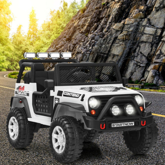 12V Kids Electric Ride On Truck with Remote Control and Operation Lever-White