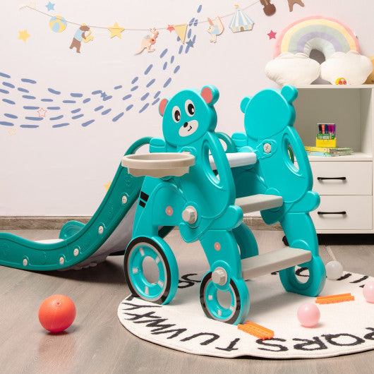 4-in-1 Foldable Baby Slide Toddler Climber Slide PlaySet with Ball-Green