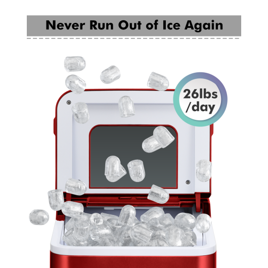 Portable Countertop Ice Maker Machine with Scoop-Red