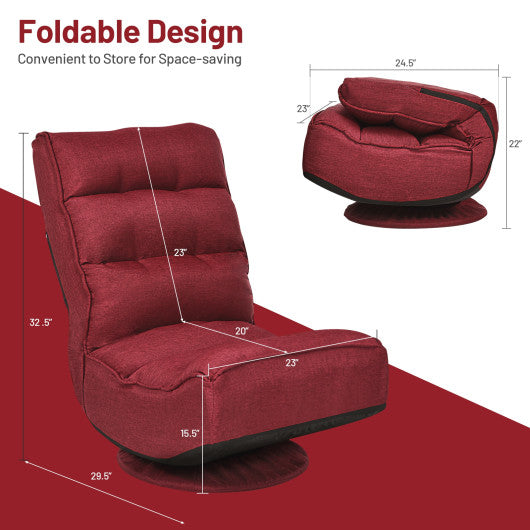 5-Position Folding Floor Gaming Chair-Dark Red