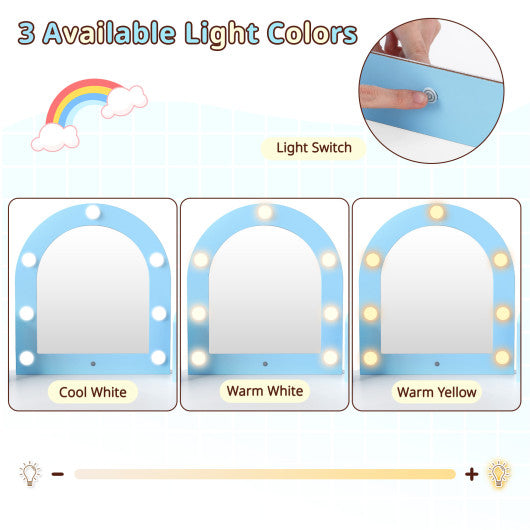 2-In-1 Kids Vanity Set with Lights for Toddlers 3+ Years Old-White