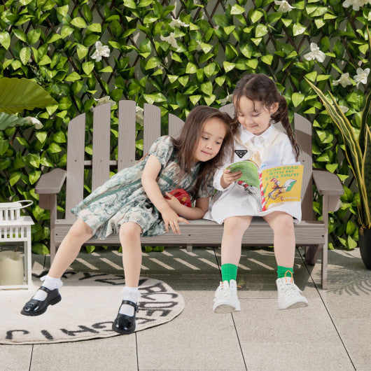 2 Person Fir Wood Adirondack Chair with High Backrest-Gray