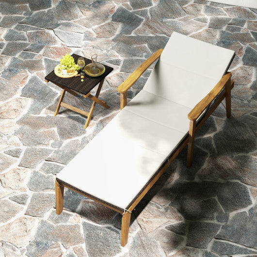 2 Piece Outdoor Chaise Lounge Chair Set Rattan Patio Chaise with Armrests