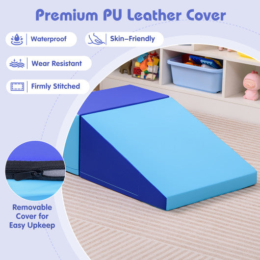 2-Piece Step and Slide Climber for Infants and Toddlers Baby Soft Play Set-Blue