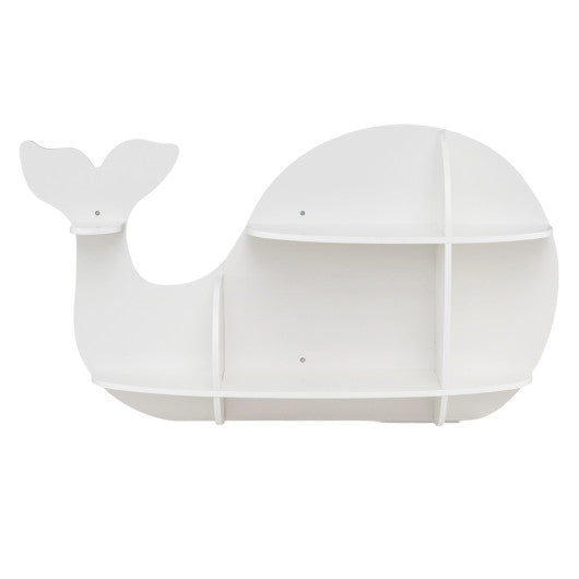 2 Pieces Floating Dolphin Shelves Wall Mounted Storage Display Rack-White