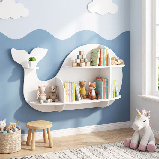 Floating Dolphin Shelves Wall Mounted Storage Display Rack-White