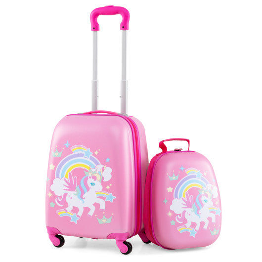 2 Pieces Kids Carry-on Luggage Set with 12 Inch Backpack-White