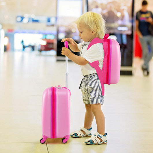 2 Pieces Kids Carry-on Luggage Set with 12 Inch Backpack-White