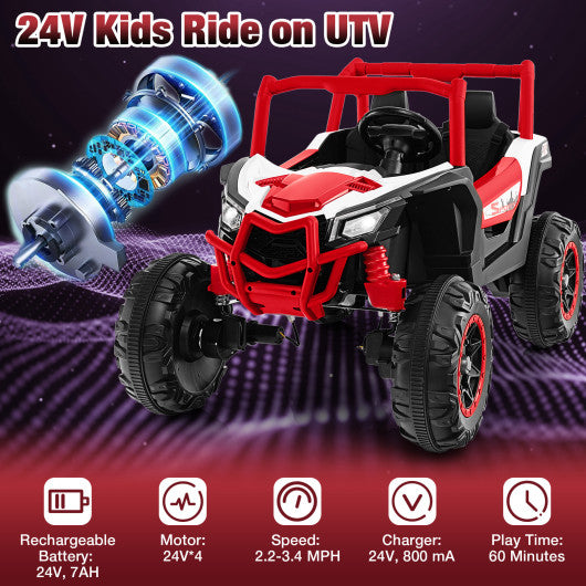 2-Seater Kids Ride on UTV with 2.4G Remote Control for over 3 Years Old Children-Red