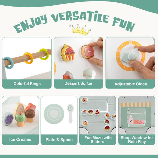 2-in-1 Baby Walker with Storage and Ice Creams for 1+ Years Old-Light Green