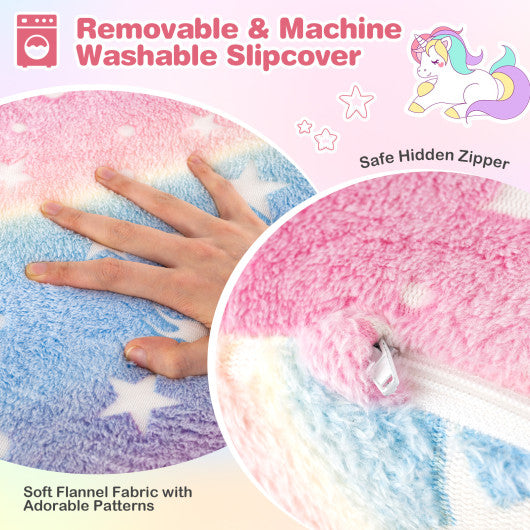 2-in-1 Folding Kids Couch with Blanket Glow in the Dark-Multicolor