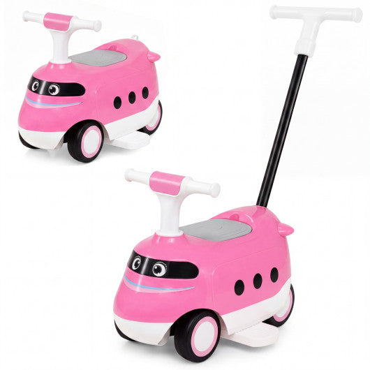 2-in-1 Ride On Push Car for Toddlers 1-3 Years Old with Horn-Pink