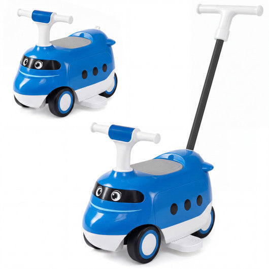 2-in-1 Ride On Push Car for Toddlers 1-3 Years Old with Horn-Blue