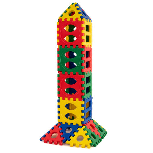32-Piece Oversized Waffle Block Set with 10 Ocean Balls Easy-to-Use Grid Building Toys