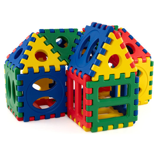 32-Piece Oversized Waffle Block Set with 10 Ocean Balls Easy-to-Use Grid Building Toys