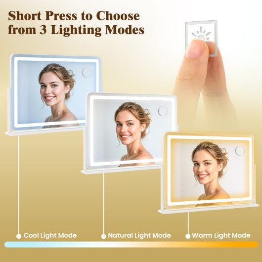 32 x 22 Inch Large Makeup Vanity Mirror with 3-Color Lighting Mode-White