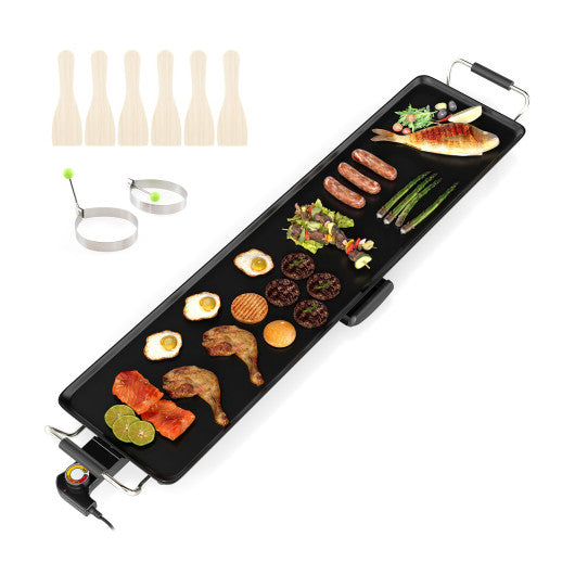 35 Inch Large Electric Griddle Nonstick BBQ Grill with Adjustable Temperature-M