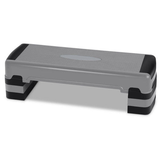 35 Inch Aerobic Cardio Adjustable Exercise Stepper with Risers-Gray