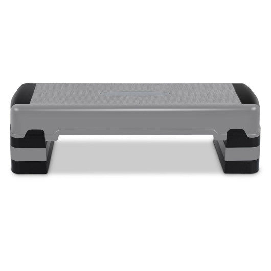 35 Inch Aerobic Cardio Adjustable Exercise Stepper with Risers-Gray