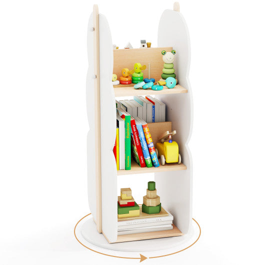 360¡ã Kid's Rotating Bookshelf Toy Storage Organizer with 5 Shelves-White