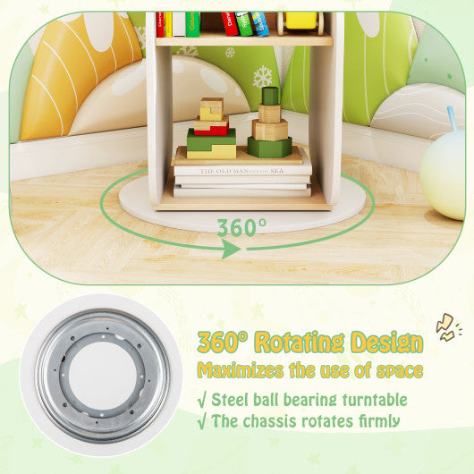 360¡ã Kid's Rotating Bookshelf Toy Storage Organizer with 5 Shelves-White