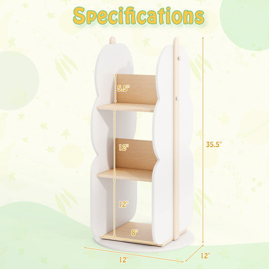360¡ã Kid's Rotating Bookshelf Toy Storage Organizer with 5 Shelves-White