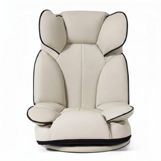 360 Degree Swivel Floor Gaming Chair with 6-Position Adjustable Backrest and Sponge Filling-Beige