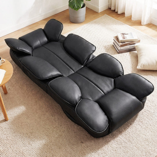 360 Degree Swivel Floor Gaming Chair with 6-Position Adjustable Backrest and Sponge Filling-Black