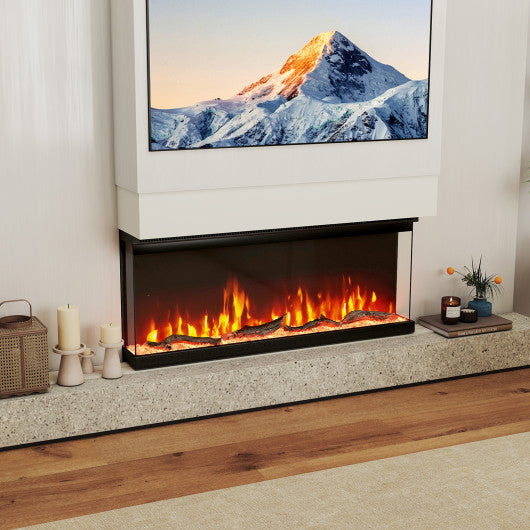 36/40/50/60 Inch Wide 3-Sided Electric Fireplace Insert with Remote Control and 12 Flame Colors-40 inches