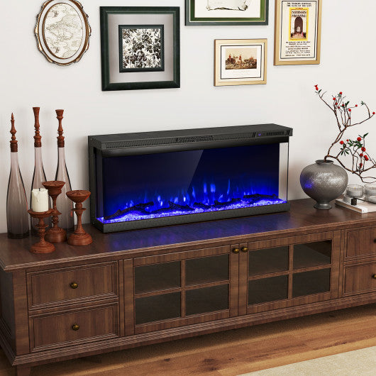 36/40/50/60 Inch Wide 3-Sided Electric Fireplace Insert with Remote Control and 12 Flame Colors-40 inches