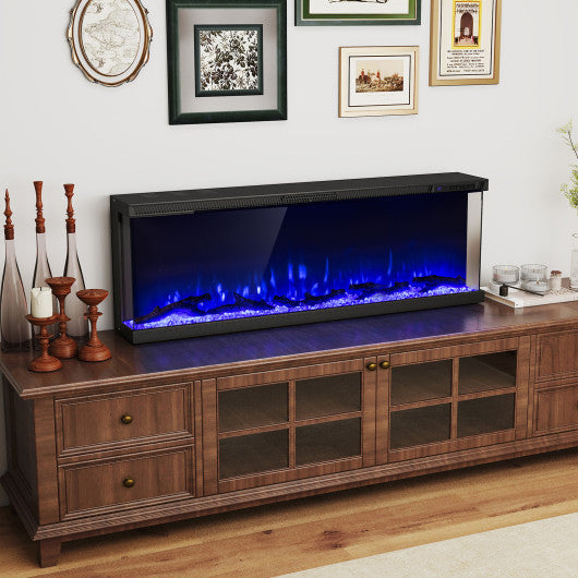 36/40/50/60 Inch Wide 3-Sided Electric Fireplace Insert with Remote Control and 12 Flame Colors-50 Inch