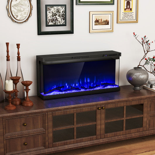 36/40/50/60 Inch Wide 3-Sided Electric Fireplace Insert with Remote Control and 12 Flame Colors-36 Inch