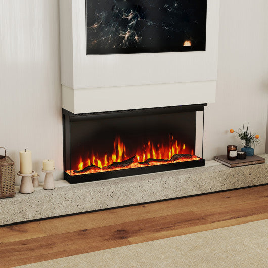 36/40/50/60 Inch Wide 3-Sided Electric Fireplace Insert with Remote Control and 12 Flame Colors-36 Inch