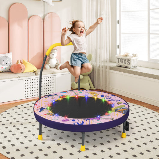 Mini Trampoline Folding Small Rebounder for Kids with Lights-Pink