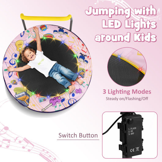 Mini Trampoline Folding Small Rebounder for Kids with Lights-Pink