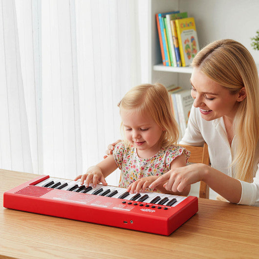 37 Keys Kids Piano Keyboard with 8 Rhythms and Microphone-Red