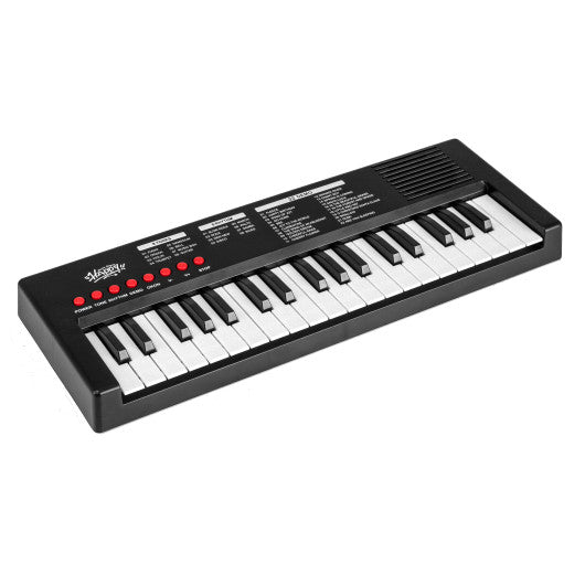 37 Keys Kids Piano Keyboard with 8 Rhythms and Microphone-Black