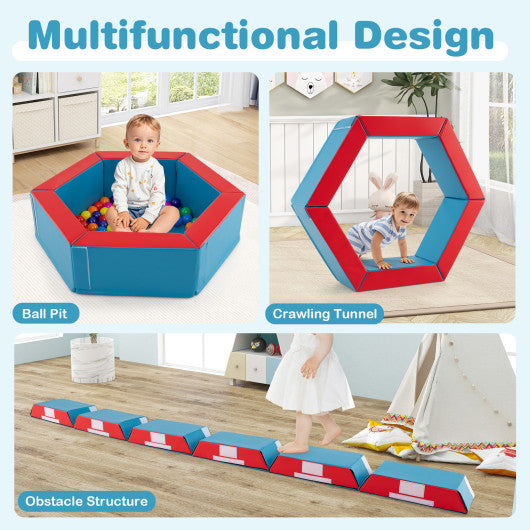 3-Piece Baby Foam Climbing Blocks Climb and Crawl Set with 100 Ocean Balls-Yellow