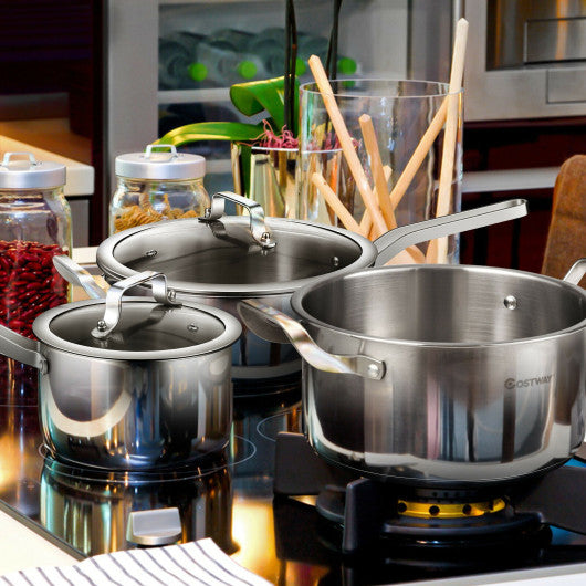 6 Piece Stainless Steel Cookware Set with Convenient Grip Handle