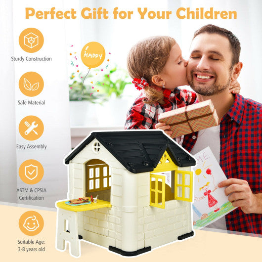 Kid¡¯s Playhouse Pretend Toy House For Boys and Girls 7 Pieces Toy Set-Yellow