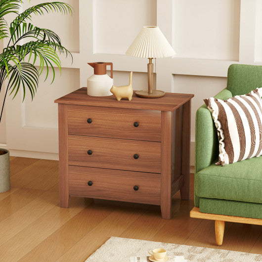 3 Drawer Dresser Chest of Drawers Bedside Table-Walnut