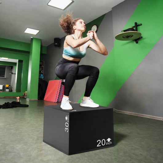 3 In 1 Foam Plyometric Box with 3 Heights and Easy-to-Clean PU Cover-30 inches